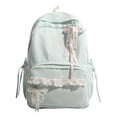 thumbnail image 1 of Large Capacity Backpack with Bow Pendant, Multi-Pockets Lace Zipper Closure School Bag for Outdoor Travel Trip (Blue), 1 of 9