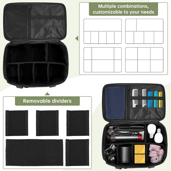 Large Capacity Barber Bag with Adjustable Dividers, Hair Tool Organizer for Clippers and Supplies