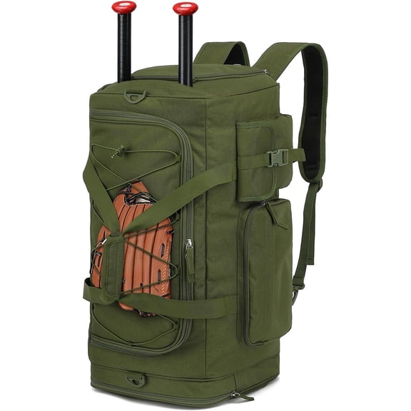 Large Capacity Baseball & Softball Duffle Bag with Shoe Compartment - Portable Bat Backpack for Adults, Coaches, and Teams 65L Storage for Catcher Gear & Equipment