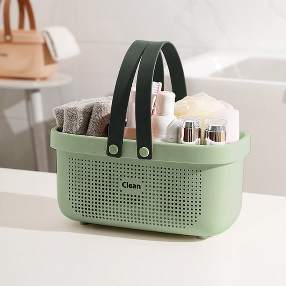 Large Capacity Bath Shower Basket, 31.5cm Portable Storage Caddy with Puff Holder