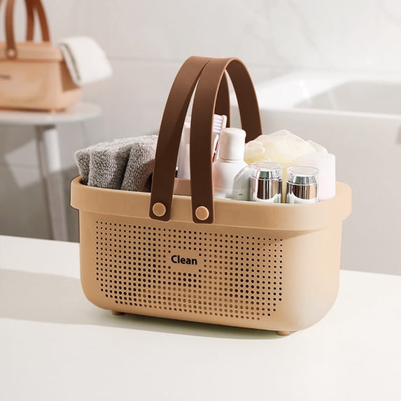 Large Capacity Bath Shower Basket, 31.5cm Portable Storage Caddy with Puff Holder