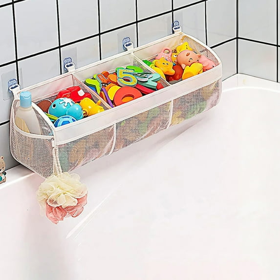 Large Capacity Bathroom Toy Storage Hanging Bag, Waterproof Wall-Mounted Organizer with Multiple Pockets, Kids Bath Organizer for Shower Toys, Bathroom Supplies Holder
