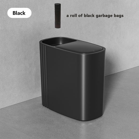 Large Capacity Bathroom Trash Can with Lid Odor-Sealing Oval Plastic Garbage Can for Kitchen, Bathroom, Bedroom, Living Room