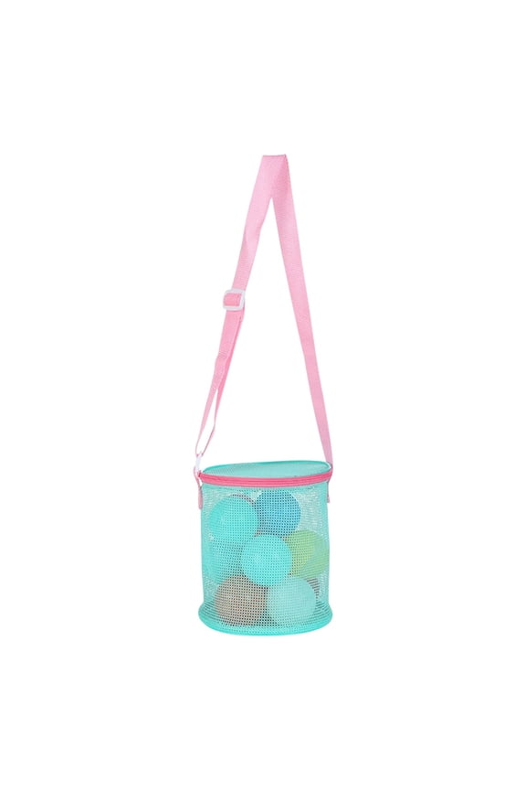 Large Capacity Beach Mesh Storage Bag with Zipper Closure and Adjustable Shoulder Strap for Outdoor Shell Collecting