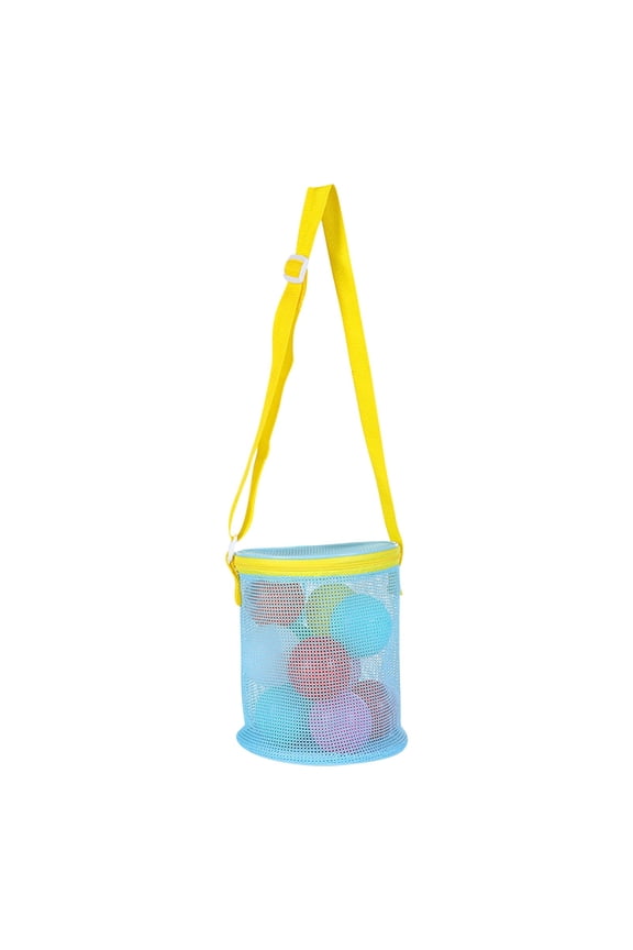 Large Capacity Beach Mesh Storage Bag with Zipper Closure and Adjustable Shoulder Strap for Outdoor Shell Collecting