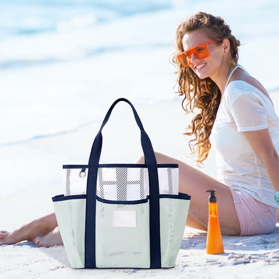 Large Capacity Beach Tote - Lightweight Water-Resistant Shoulder Bag for Travel, Swim, Resort & Pool with Multiple Pockets - Quick-Dry Portable Organizer