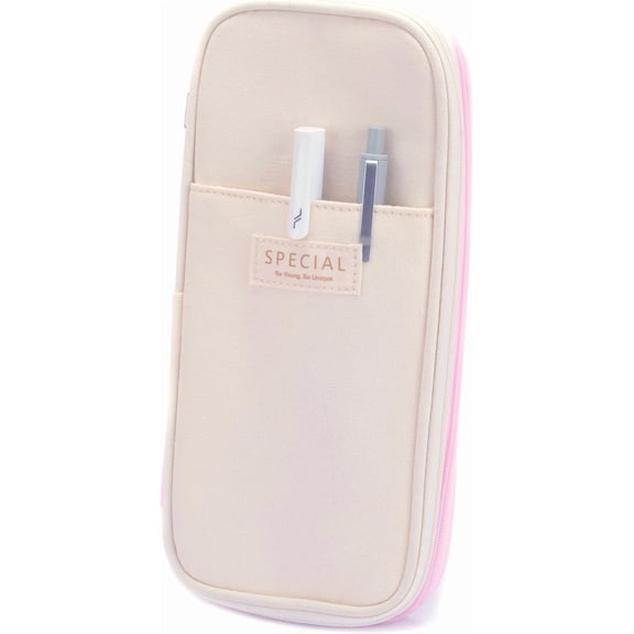 Large Capacity Big Special Cute Aesthetic Preppy Canvas Pencil Case Organizer Holder Pouch Bag with Zipper Compartments, Pen Cases for Women Adults