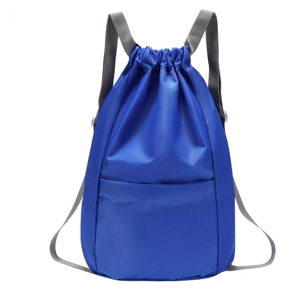 Large Capacity Blue Drawstring Backpack with Adjustable Shoulder Straps - Lightweight, Durable Nylon Sports Bag for Outings, Hiking & School, School Backpack|Adjustable Strap Bag|Secure Storage Ba