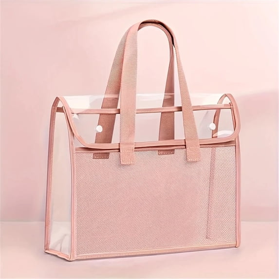 Large Capacity Book Bag Thickened Handbag Visible File Folder Portable Learning Office