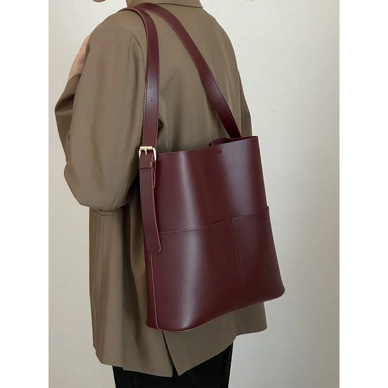Wide strap bucket bag on sale