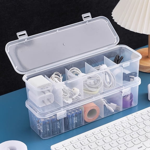 Large Capacity Cable Management Box, 5 Compartments, Desktop Cord Organizer for Chargers, USB Cables, Home Office