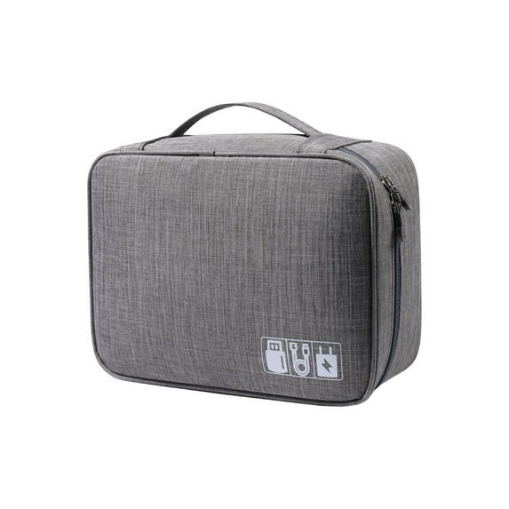 Large Capacity Cable Organizer Bag with Multiple Compartments - Charger Organizer - Travel Electronics Accessories Storage Case for Chargers Cords Usb, Portable Tech Pouch Gray, 7.8", 1Pcs