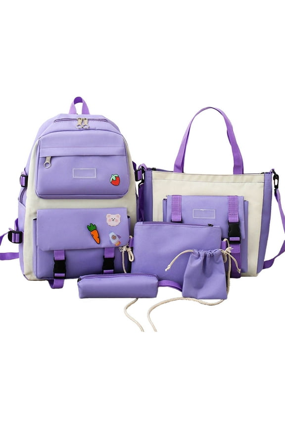 Large Capacity Canvas Backpack Set with Messenger Bag, Handbag, Pencil Case & Organizer – Versatile Travel & Daily Use Bundle