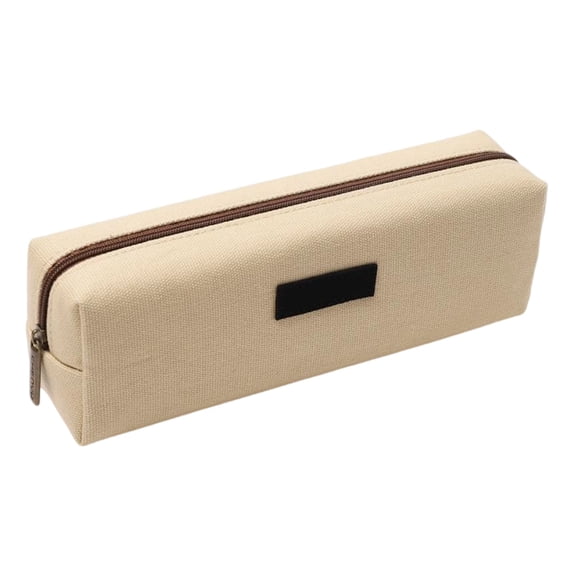 Large Capacity Canvas Pencil Case – Solid Color Slim Pen Pouch for Stu-dents, Stationery Organizer Bag with Zipper, Holds Up to 60 Pens, Black