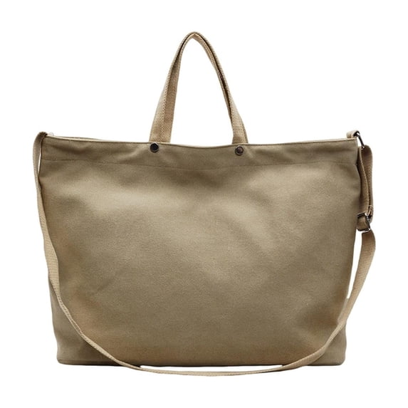 Large Capacity Canvas Tote Bag for Women,Multi-use shoulder crossbody handbag with zipper closure,Lightweight sturdy design for work travel shopping and daily use,Khaki