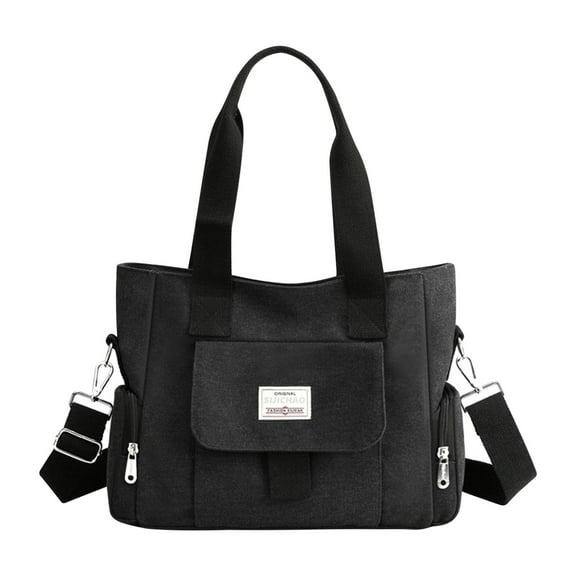 Large Capacity Canvas Tote Bag for Women, Nylon Fabric with Zipper Closure & Gold Hardware, Versatile Crossbody Purse for Daily Use, Travel, and Shopping Essentials,Vsgery