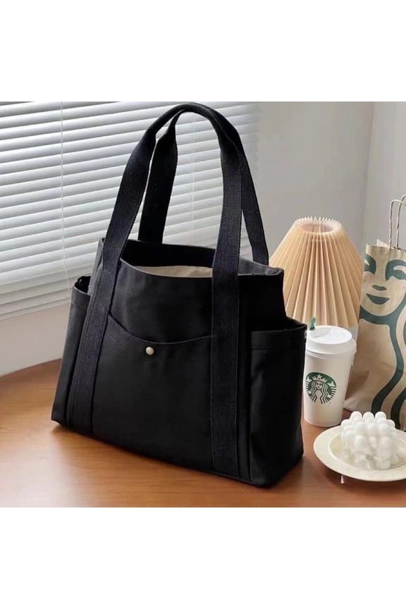 Large Capacity Canvas Tote Bags for Work Commuting Carrying Bag College Student Outfit Book Handbag Shoulder Bag, Shopping Bag