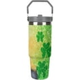 thumbnail image 1 of Large Capacity Car Cup 30 Oz Abstract Glitter Lucky Shamrock Stainless Steel Flip Straw Travel Tumbler Coffee Mug St Patrick’s Day Insulated Water Bottle Tumbler with Lid And Straw LeakProof, 1 of 6