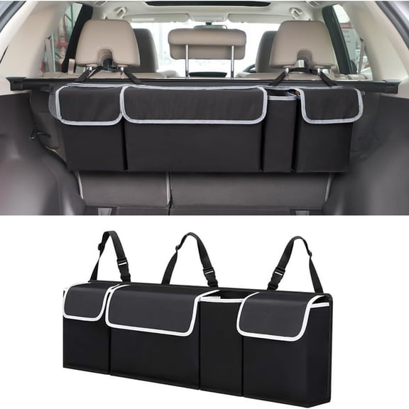 Large Capacity Car Trunk Organizer Back Seat Storage Bag, Multi-Purpose Foldable Auto Storage Pouch for SUV MPV Sedan