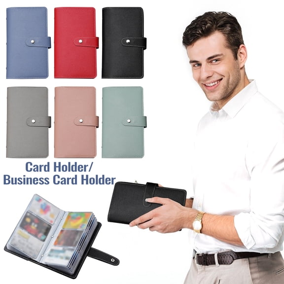 Large Capacity Card Holder, Multi Card Slot Wallet, Rfid Blocking, Durable Leather, for Mens Daily Use, Business Travel, and Id Organization, Black, by FAJHHA