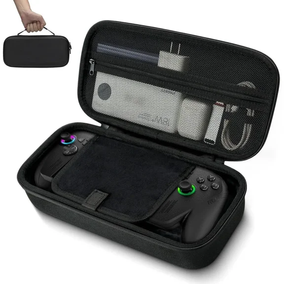 Large Capacity Carrying Case for ROG XBOX ALLY X 2025 Handheld, Hard EVA Travel Bag for Gaming PC Console, Storage Pouch with Battery Bank Cable Pocket & Accessories Compartment