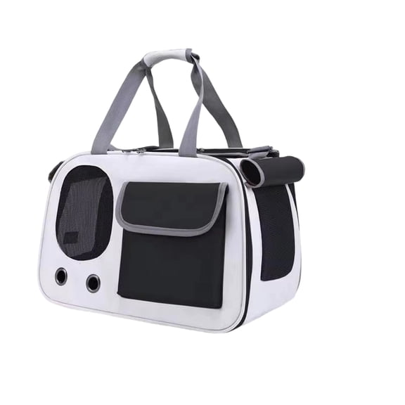 Large Capacity Cat Carrier Travel Bag with Transparent Window, Portable Foldable Small Dog Handbag, Premium PU Leather Breathable Pet Carrier for Hiking & Shopping