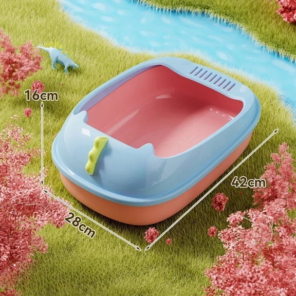 Large Capacity Cat Litter Box Cat Toilet Kitty Sandbox Cats Cleaning Basin Bathroom Semi Closed Splashproof Cats Tray Pet Supply