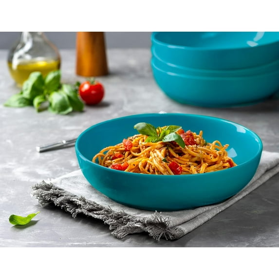Large Capacity Ceramic Bowls, 40 Oz, Set of 4, Microwave & Dishwasher Safe, Ocean Blue