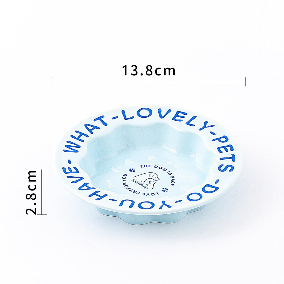 Large Capacity Ceramic Pet Bowl, Anti-Tip Slanted Mouth Bowl, Ant Proof Feeding Basin for Cats and Dogs