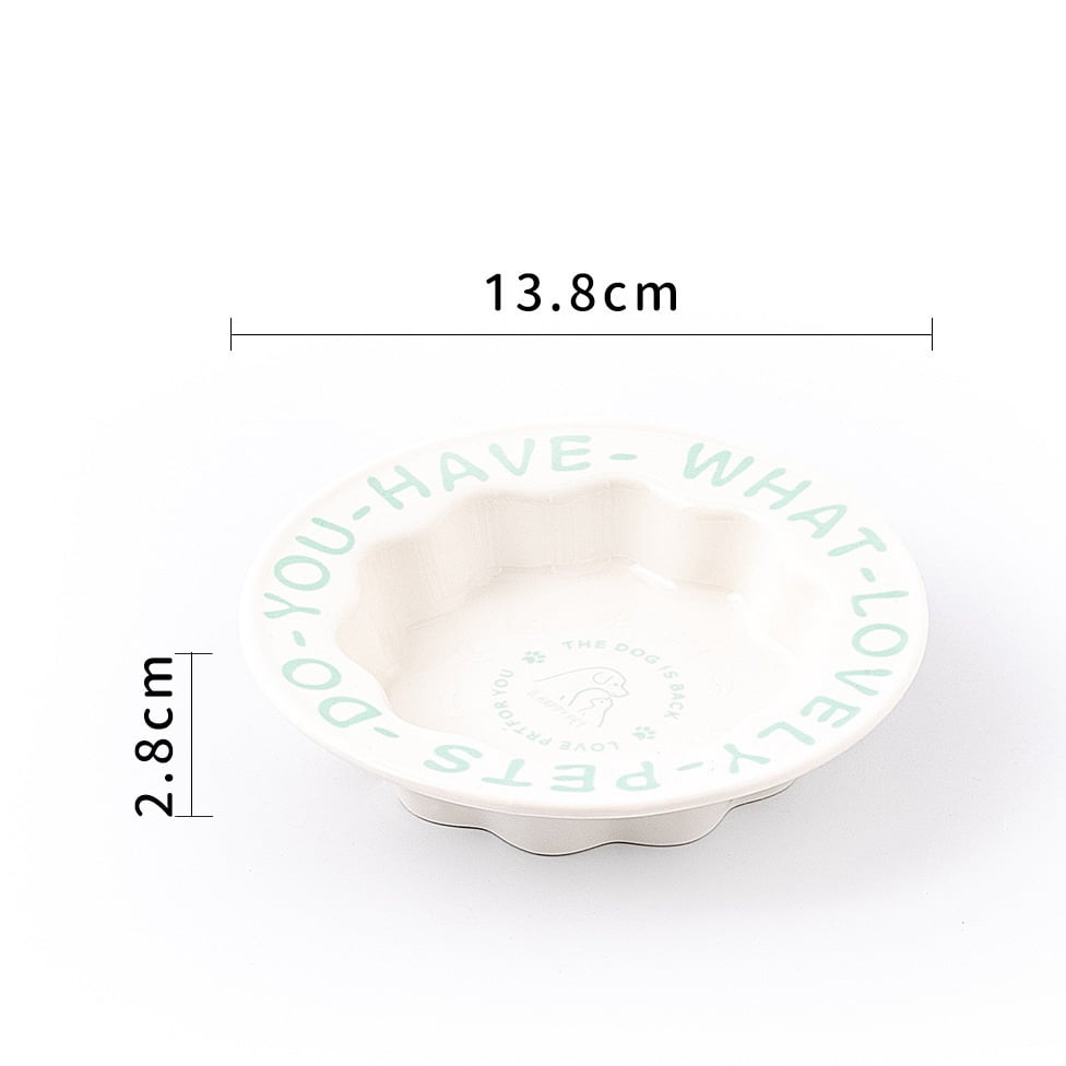 Large Capacity Ceramic Pet Bowl, Anti-Tip Slanted Mouth Bowl, Ant Proof Feeding Basin for Cats and Dogs