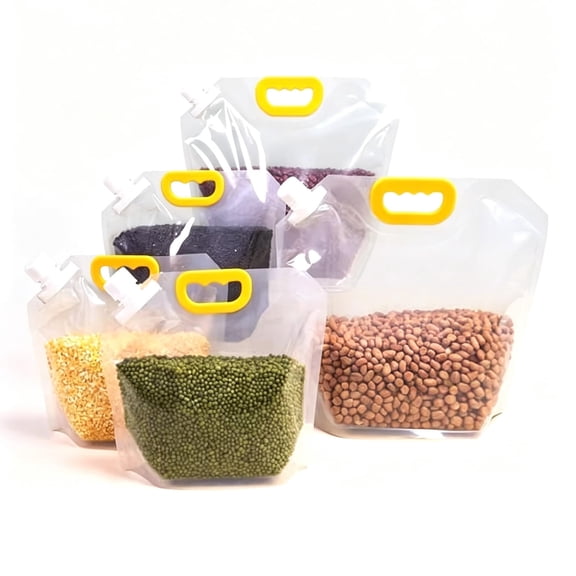 Large Capacity Cereal Storage Bag,Airtight Grain Storage Bags with Handle,Stand Up Packaging Pouches,Reusable large capacity cereal containers