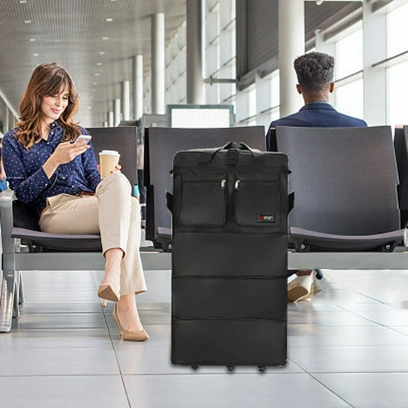 Large Capacity Checked Luggage Bag for Travel Study Abroad Airplane with Universal Wheels and Durable Folding Design
