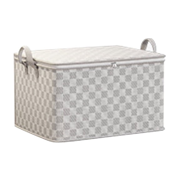 Large Capacity Checkerboard Clothes Storage Bag with Zipper for Moving Organizing Travel Home Foldable 1-Pack
