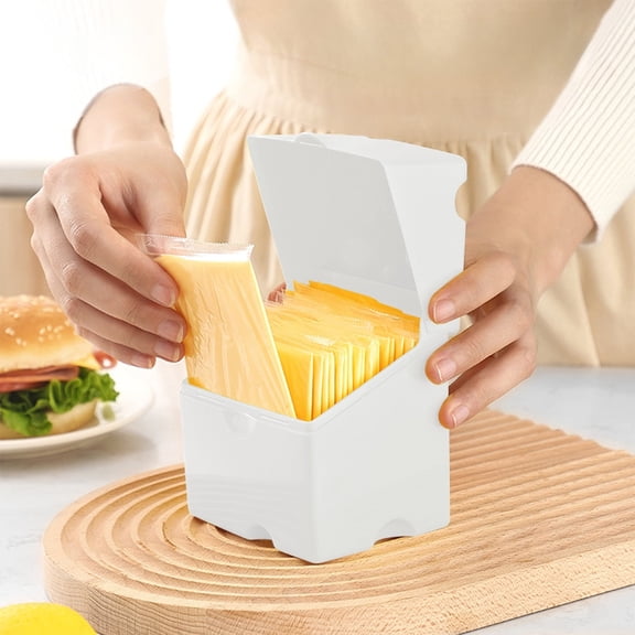 Large Capacity Cheese Storage Container with Lid, White ABS Fridge Organizer for Sliced Cheese, Fruit, and Vegetables, 1-Pack