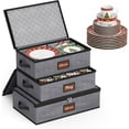 thumbnail image 1 of Large Capacity China Storage Containers Hard Shell Plate Storage Containers, Kitchen Packing Moving Boxes for Dishes, Dinnerwares, Mugs Protectors, Grey, 3 Piece Set, 1 of 6