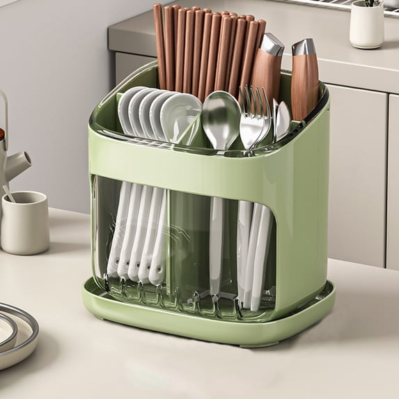 Large Capacity Chopstick Storage Box, 17.1cm Drainage Organizer for Kitchen Counter