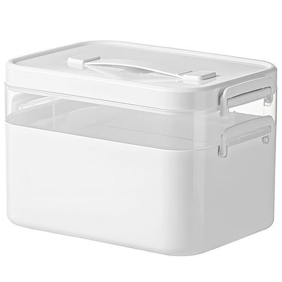 Large Capacity Clear Medicine Storage Box with Lockable Lid, Multi-Compartment Design, 2-Layer Thickened, Portable Handle, Ideal for Family Use and Organizing Medications