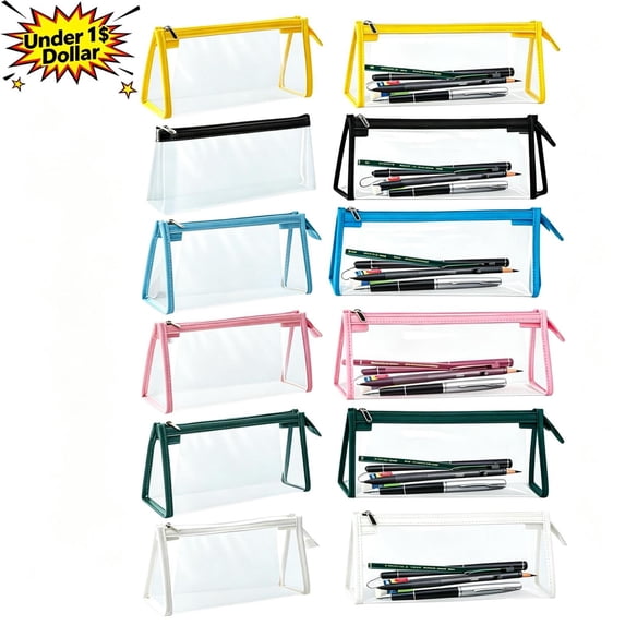 Large Capacity Clear PVC Plastic Pencil Case, Multi‑Purpose Pencil Box, Exam‑Ready Pen Pouch for Classroom & Office, Cosmetic & Travel Toiletry Storage, Classroom Essential with Metal Zipper