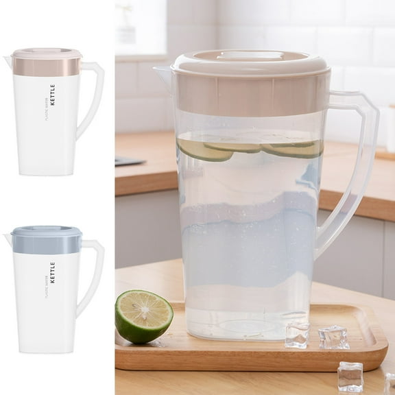 Large Capacity Clear Plastic Pitcher with Lid, Spout Filter & Measurement Scale for Precise Pouring of Iced Tea, Lemonade & Beverages, Ideal for Family Gatherings & Entertaining NAJKZA
