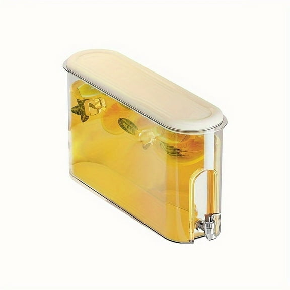 Large Capacity Clear Plastic Refrigerator Cold Water Bottle with Tap | 1.3L/4L, Space Saving Design, Easy to Clean - Great for Iced Drinks, Juice and Tea, Summer Cold Drink Container with Handle and T