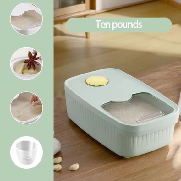 Large Capacity Clear Plastic Rice Container Grain Cereal Flours Storage Organizer/ Multigrain Rice Storage Tank [10 Catties] Sky Blue - Medium Rice Bucket