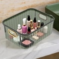 thumbnail image 1 of Large Capacity Clear Storage Box with Lid Dustproof Cosmetic Organizer Desktop Container 7.36x4.88x3.27 inch(Green/S), 1 of 6