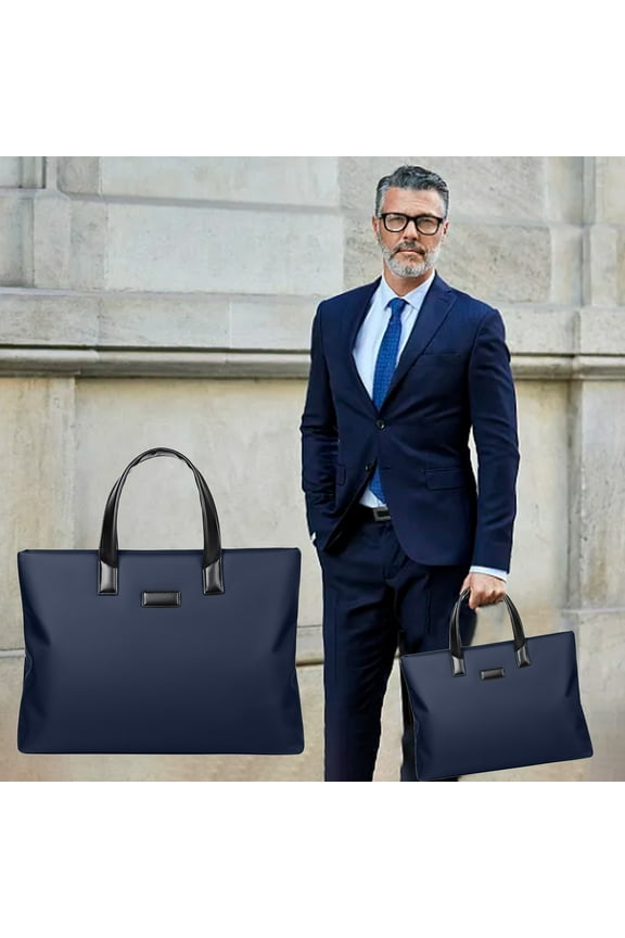 Large-Capacity Cloth Briefcase with Multiple Compartments and Ergonomic Handle, Professional Business Document Bag for Meetings Training Travel, Durable Warp Fabric Laptop Organizer