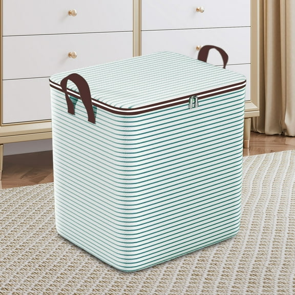 Large Capacity Cloth Storage Box for Clothes - Foldable, Odorless, Handheld, Zipper Closure - Perfect for Home Moving & Organizing green