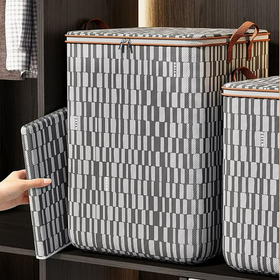 Large Capacity Clothes Quilt Storage Bag, Heavy-Duty Oxford Waterproof Foldable Portable Wardrobe Organizer Box with Reinforced Handles, for Winter Bedding Blankets Closet Wardrobe Sorting Moving, M