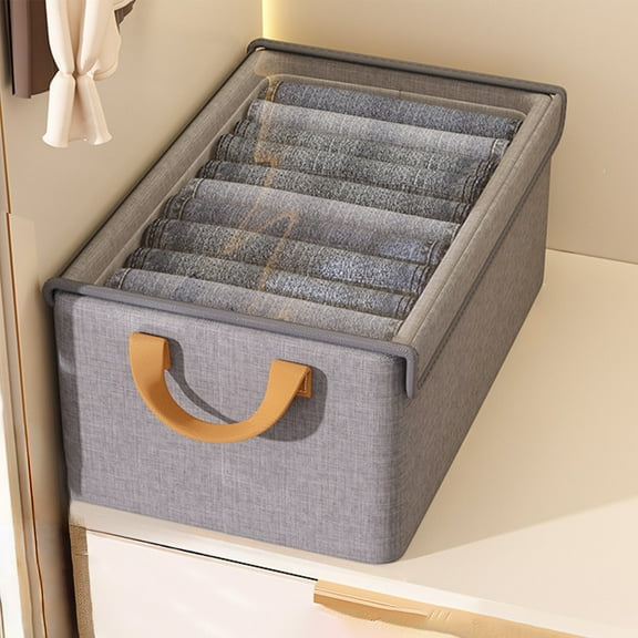 Large Capacity Clothing Storage Box with Lid, Foldable Fabric Storage Basket for Wardrobe Organization, 22L Gray Container for Clothes, Underwear, Toys, and Daily Necessities, 15.74x10.62x8.26in