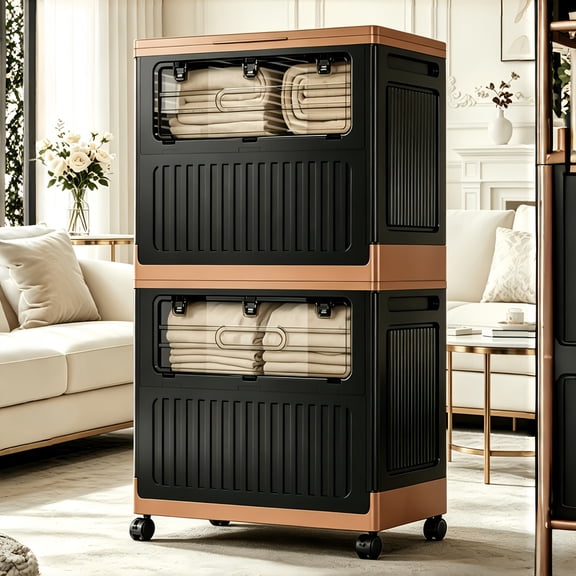 Large Capacity Clothing Storage Box And Wardrobe Organizer, Stackable Storage Box With Lid, Durable Foldable Home Storage Solution For Bedding And Seasonal Clothes