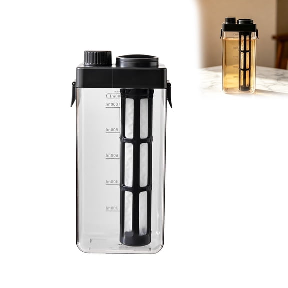Large Capacity Cold Brew Coffee Maker Pitcher, Fine Mesh Filter, Glass Carafe for Homemade Iced Coffee Concentrate, Refrigerator Storage Easy Pour Serving