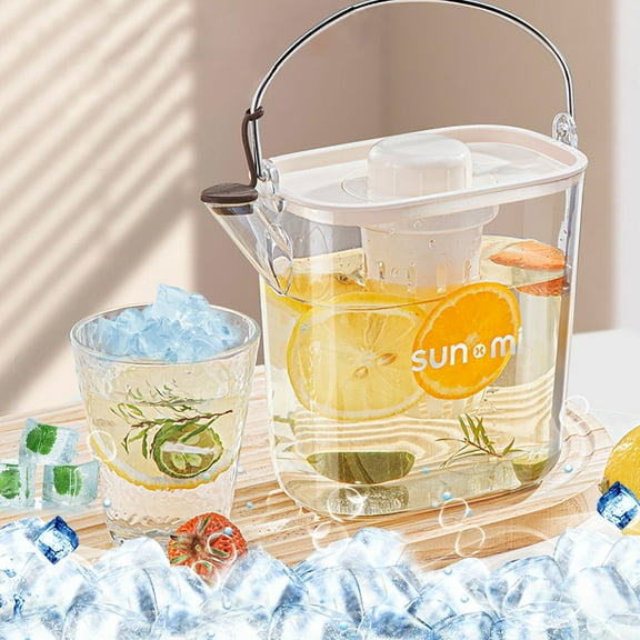 Large Capacity Cold Brew Iced Tea Pitcher with Built-In Filter and Leak-Proof Lid - Perfect for Refrigerated Fruit Infusions, Iced Coffee & Summer Beverages(White),Ccwuwei