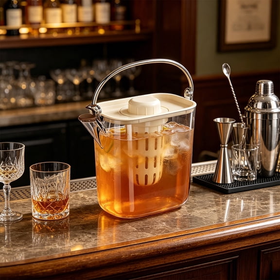 Large Capacity Cold Brew Pitcher with Strainer - Portable Beverage Jug for Iced Coffee Fruit Tea Home Bar Summer Drink Preparation